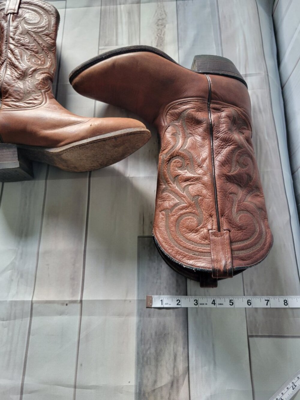 Tony Lama Men’s Sz10.5 Brown Leather Western Boots, High-quality Leather Pull-on - Picture 13 of 14